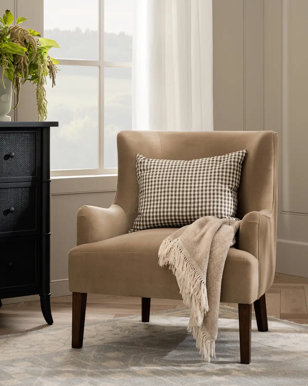 Tufted Wood Lounge Chair