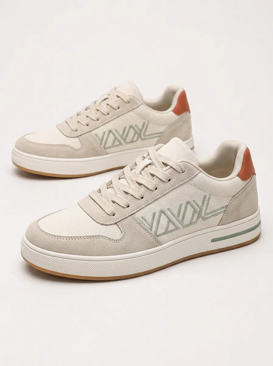 Men's Modern Geometric Pattern Suede Printed Sneakers