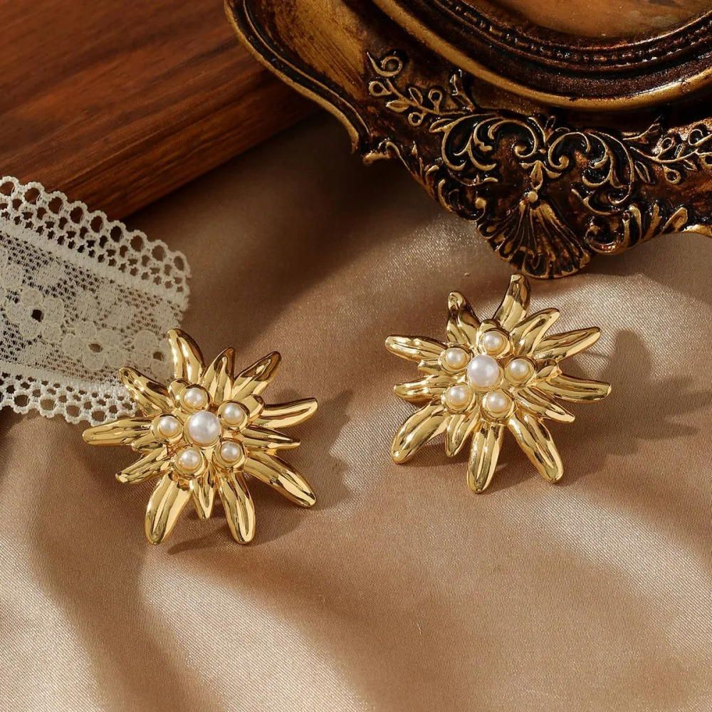 Beaded Titanium Steel Vintage Earrings