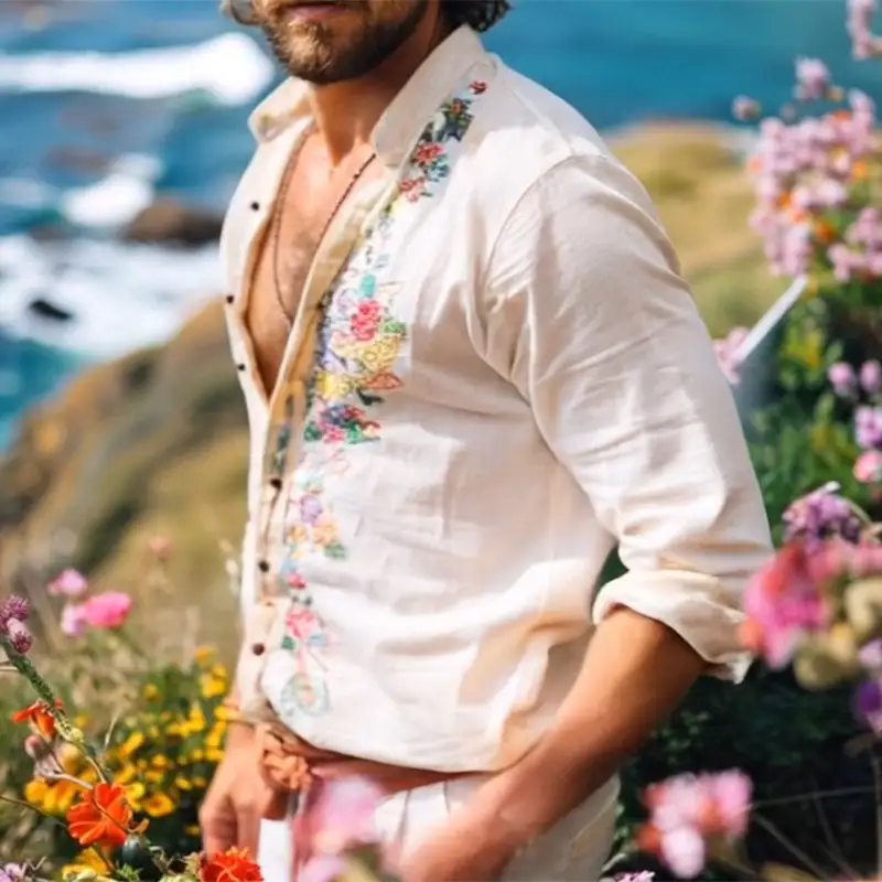 Embroidered Textured Woven Shirt