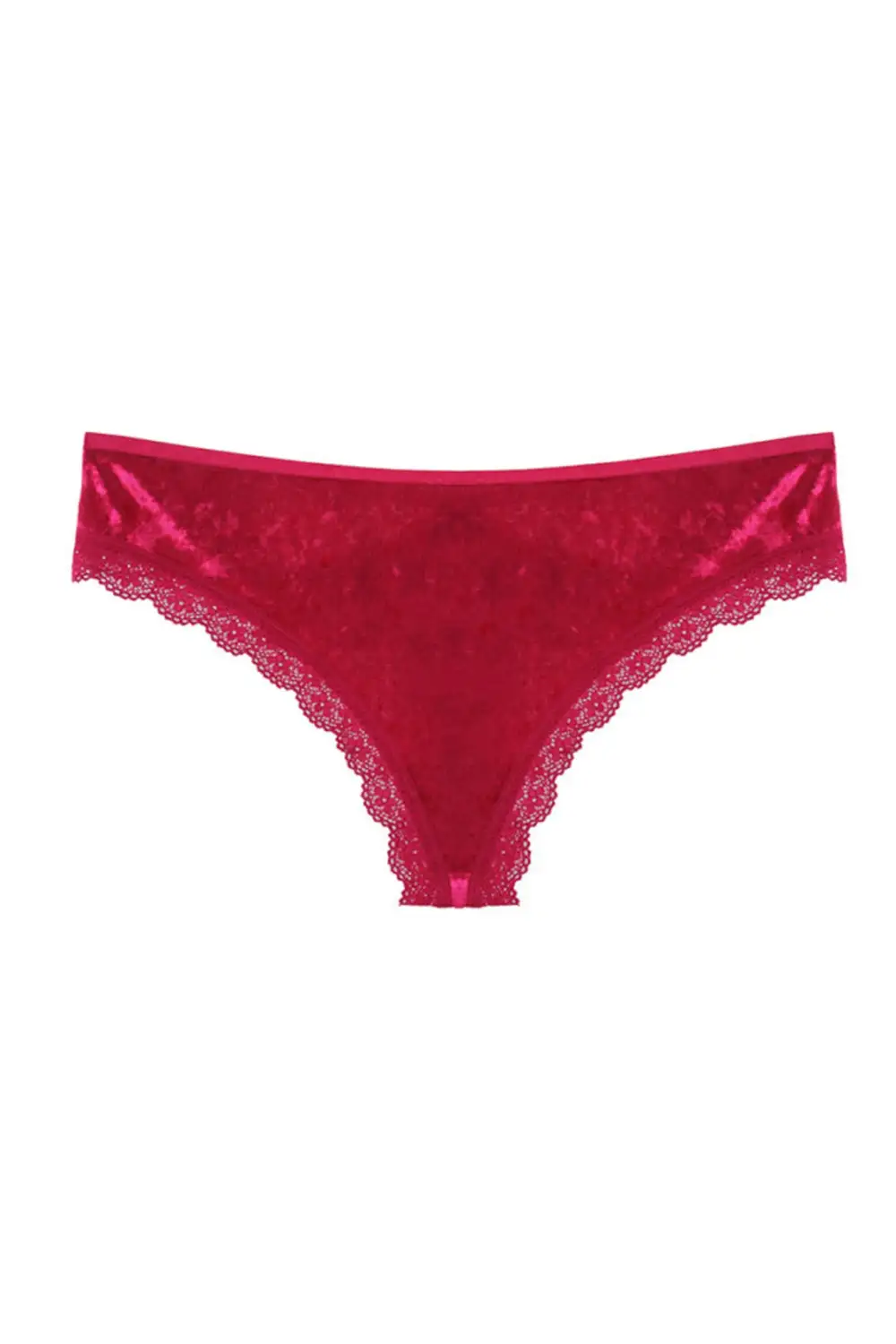 Velvet Cutout Lace Trim Thong