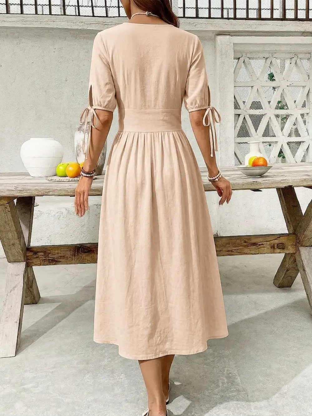 Elegant Short Sleeve Midi Dress