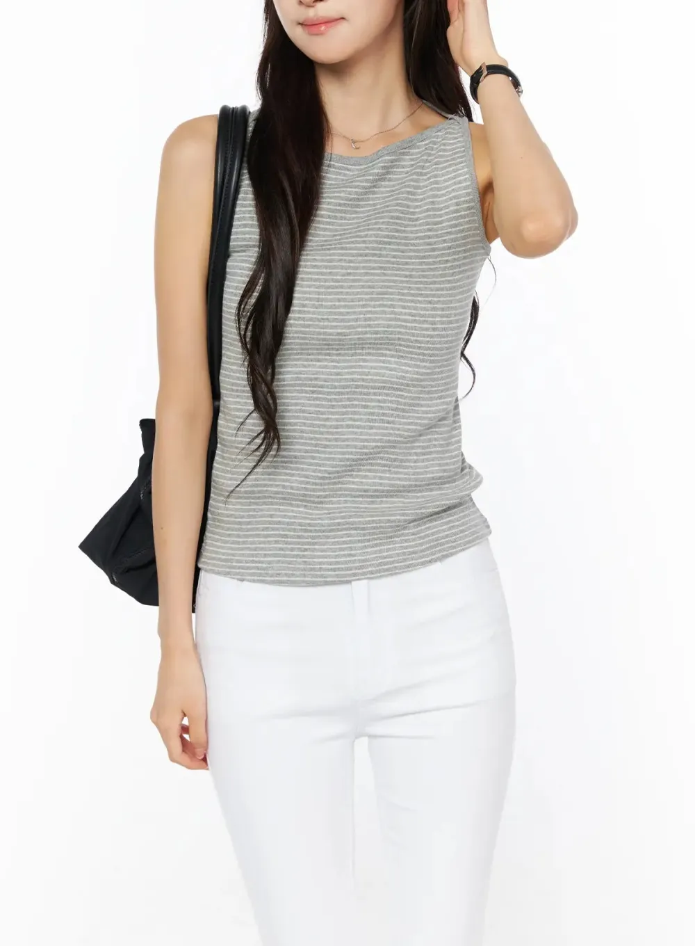 Striped Boat Neck Tank Top