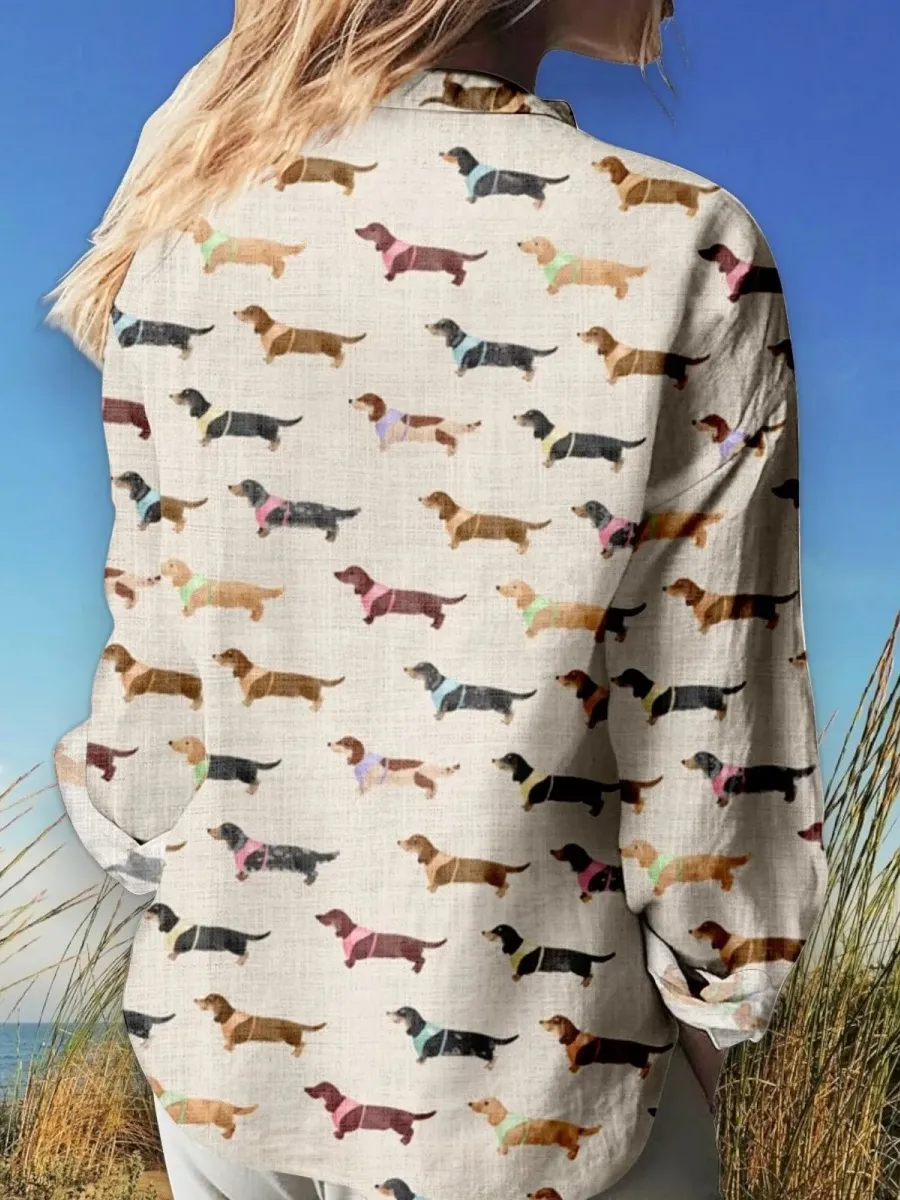 Dachshund Print Casual Shirt