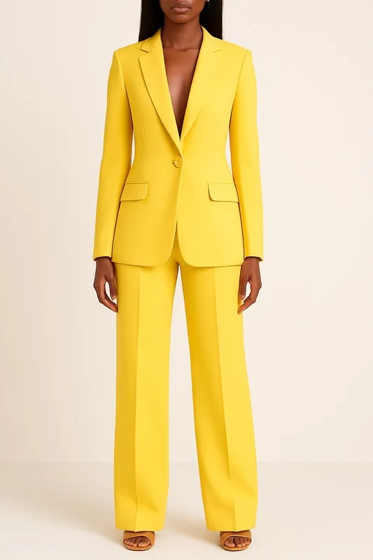 Polished Formal Suit Set with Tailored Long Blazer