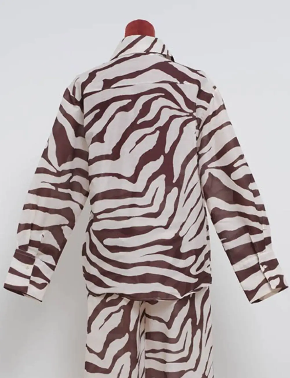 Zebra Print Button Front Long Sleeve Blouse