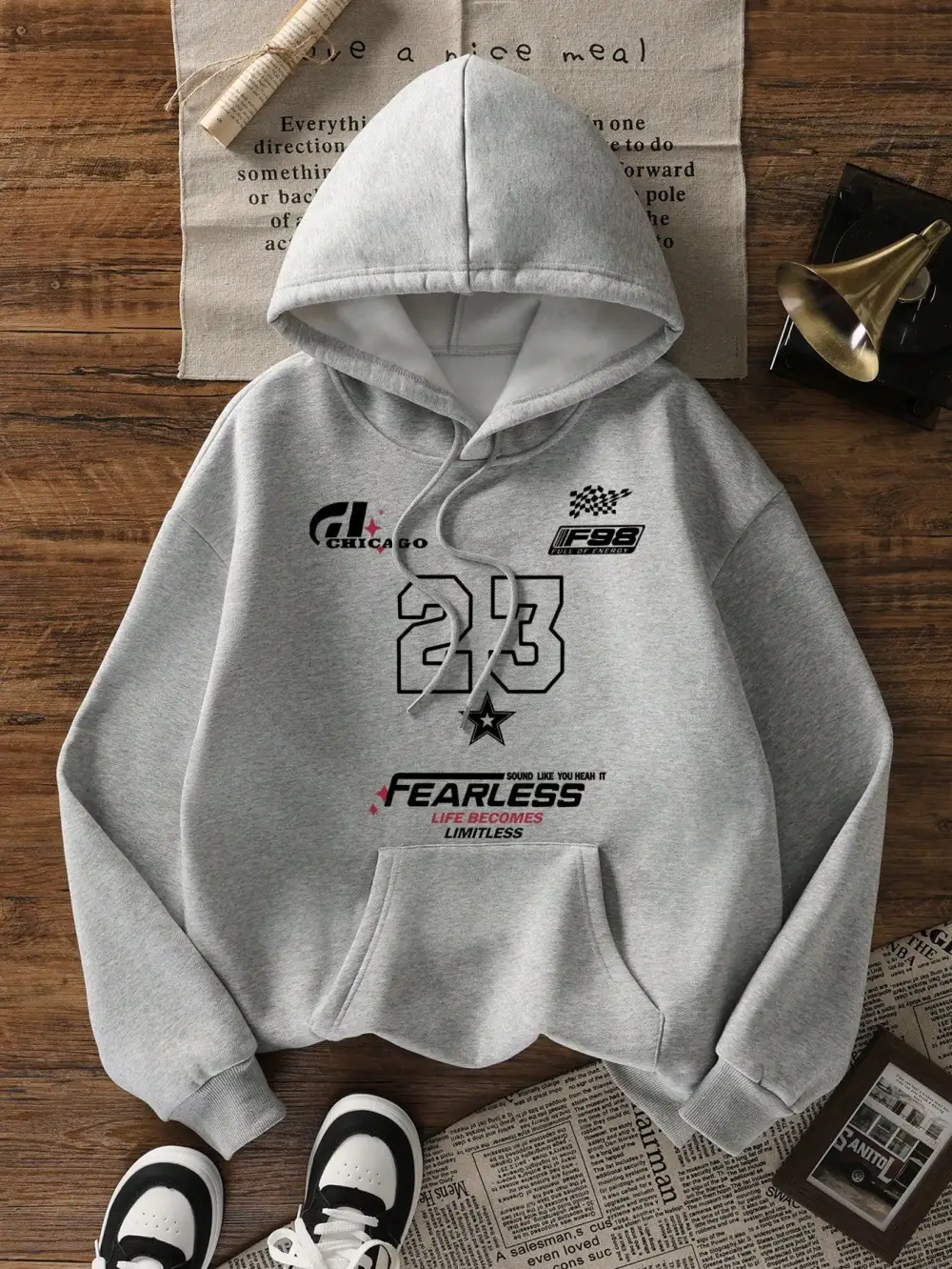 Gray Number 23 Casual Hoodie