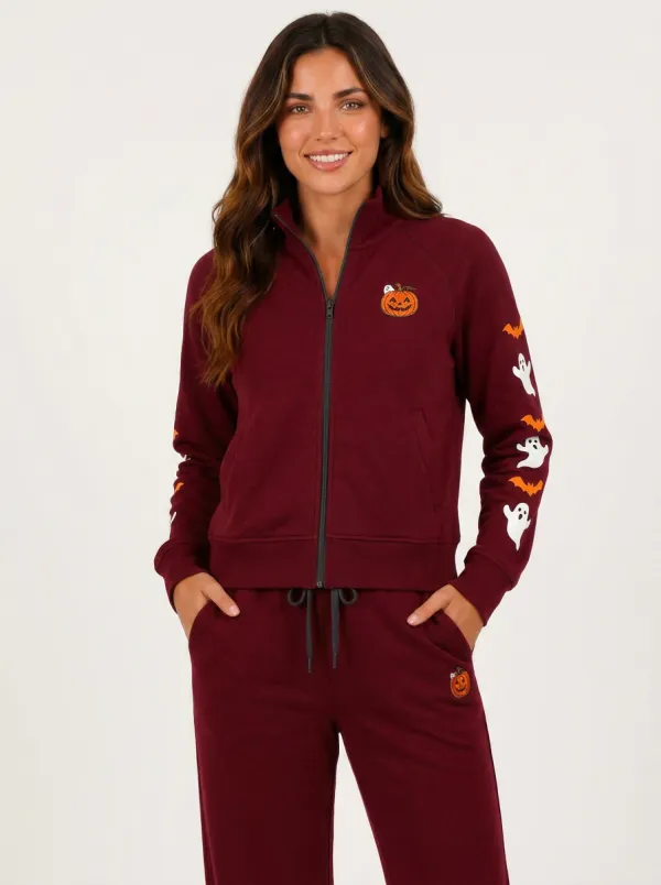 Women's Halloween Pumpkin Ghost Bat Printed Tracksuit