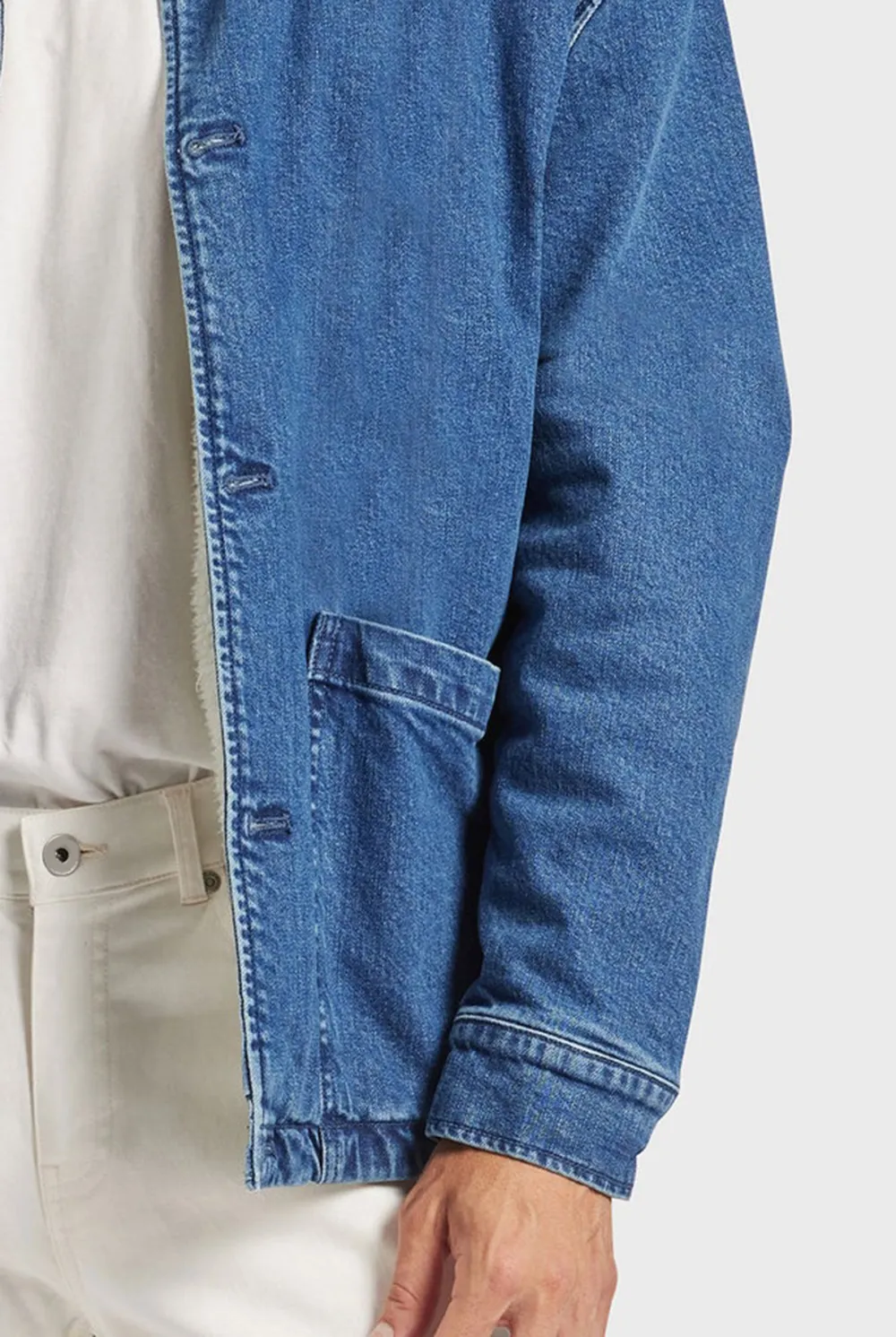 Fleece Lined Denim Button Front Jacket