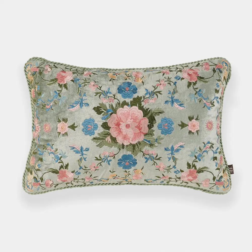 Ivory Bloom Velvet Cushion Cover