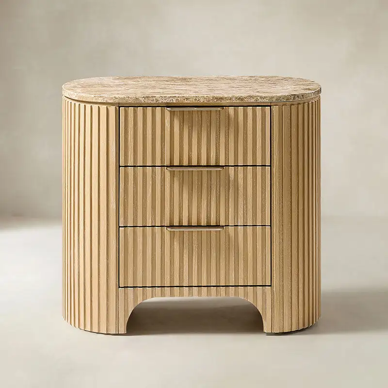 Fluted Marble Top Nightstand