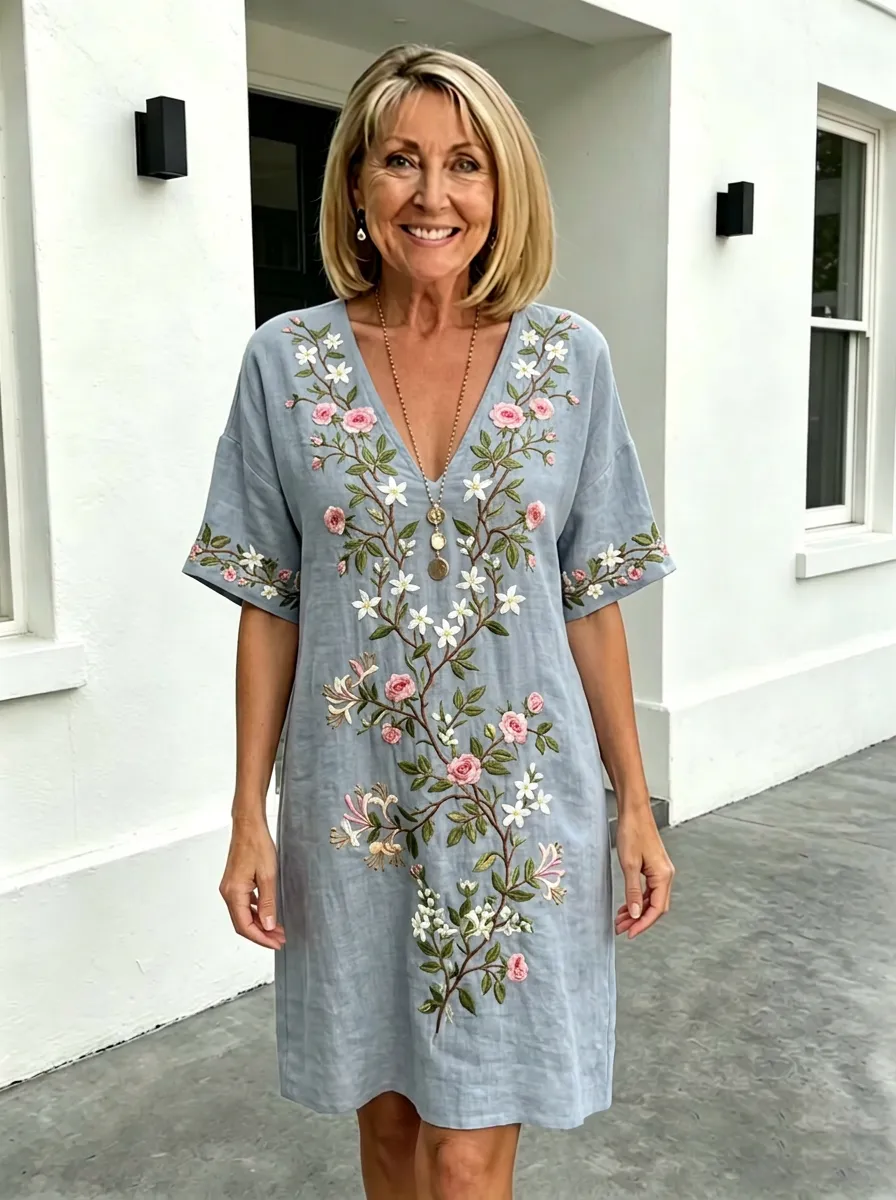 Women's Summer Vacation Floral Embroidery Printed Dress