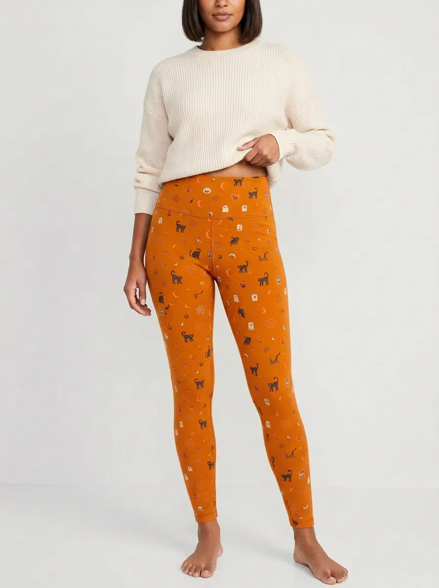 Women's Halloween Pumpkin Ghost Cat Leggings