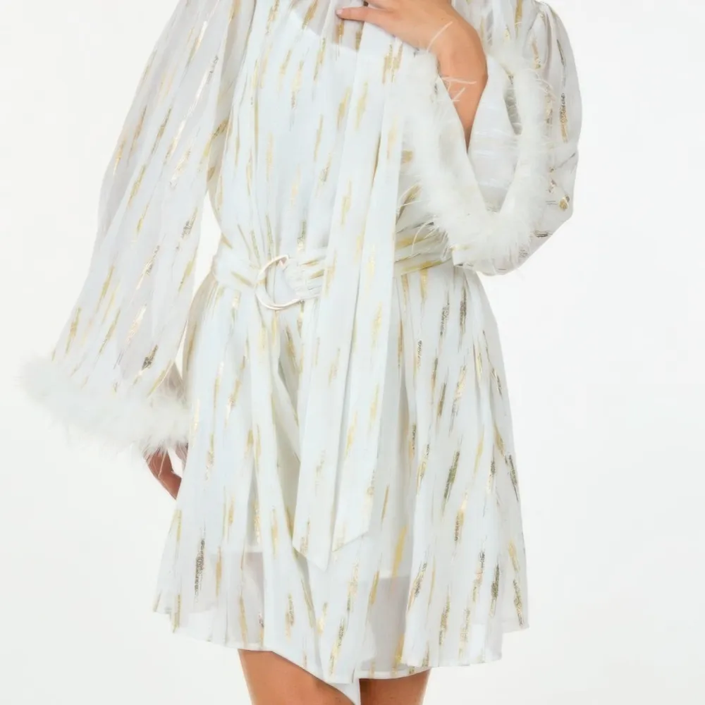 Metallic Print Short Dress