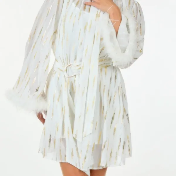 Metallic Print Short Dress