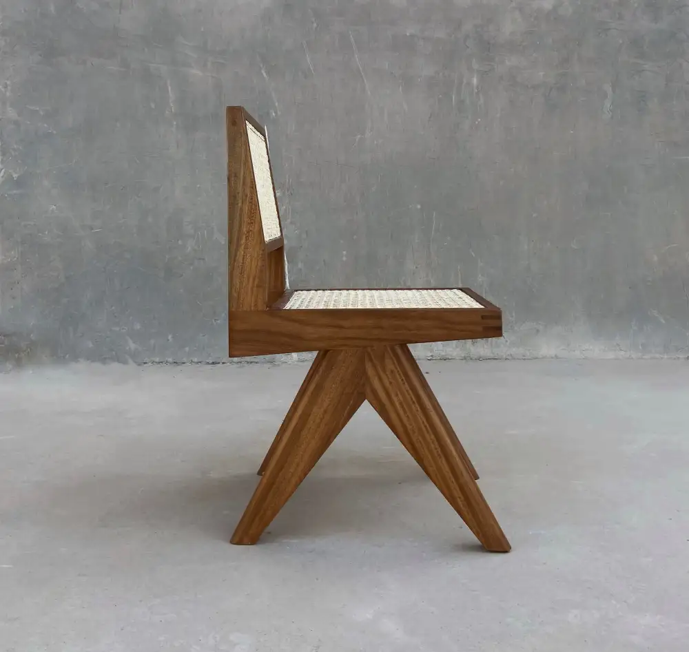 Armless Teak Cane Chair