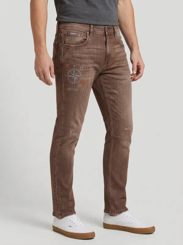 Men's Ridge Compass Graphic Slim-Fit Jeans