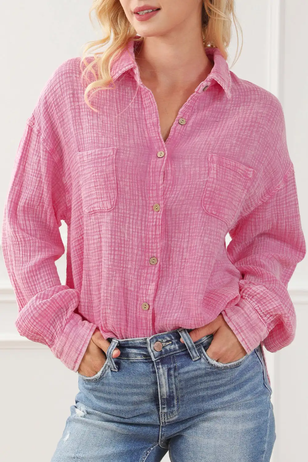 Crinkle Texture Textured Blouse