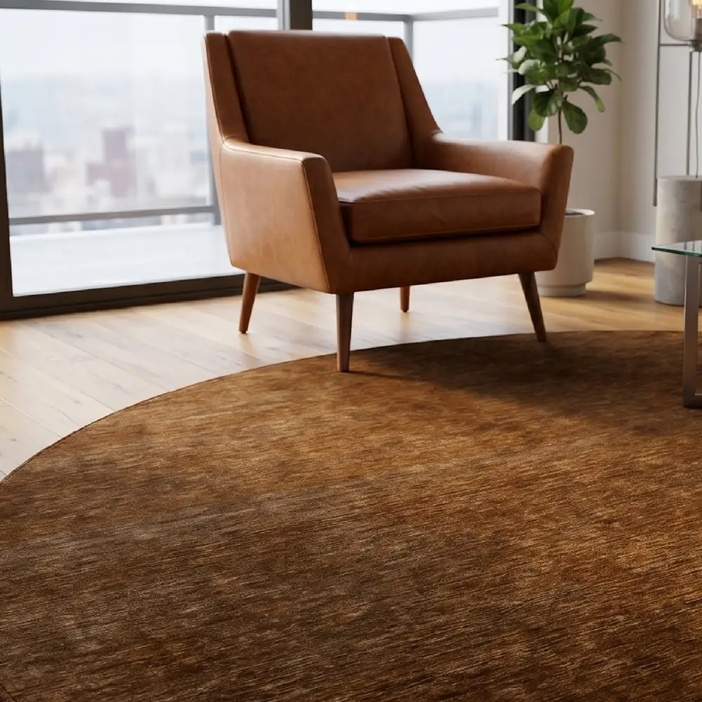 Hand-Loomed Wool Fringe Round Carpet