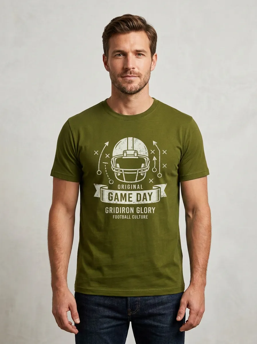 Men's American Football Game Day Helmet Graphic T-shirt