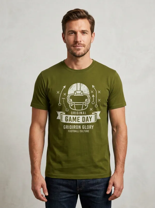 Men's American Football Game Day Helmet Graphic T-shirt