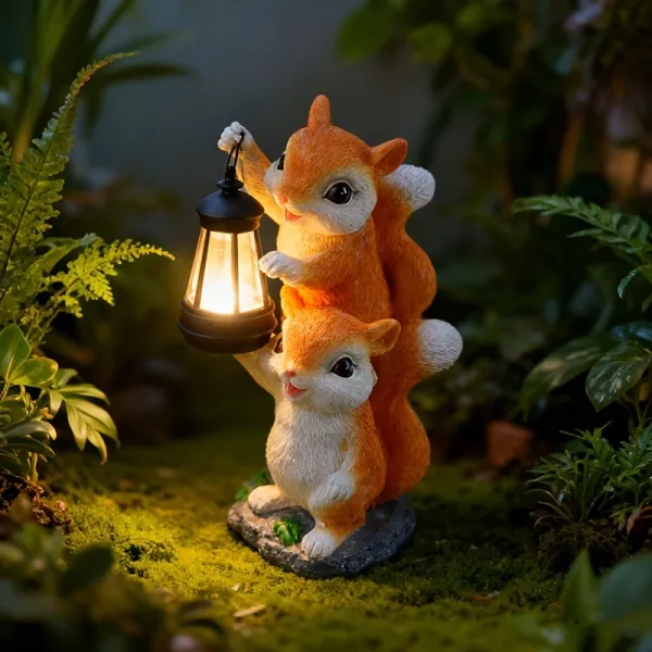 Outdoor Squirrel Light Statue