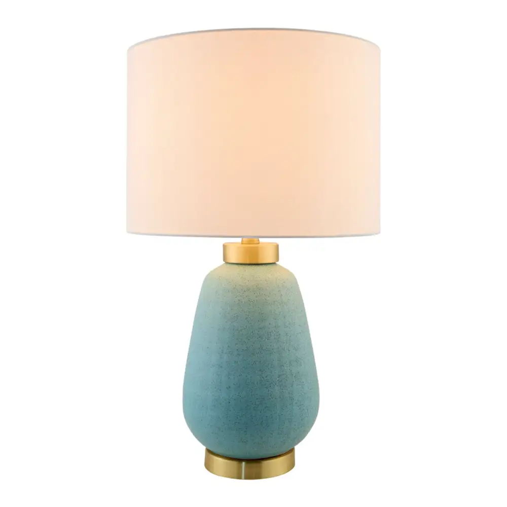 Glazed Linen Shade Ceramic Metal Iron Table Lamp