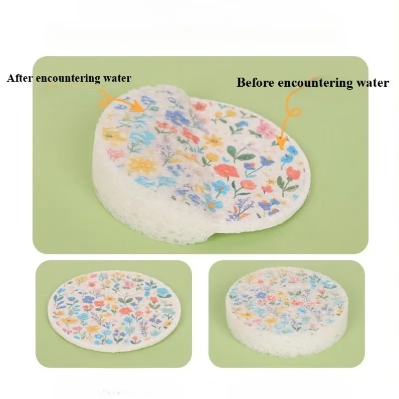 3 Pcs Floral Dishwashing Sponge