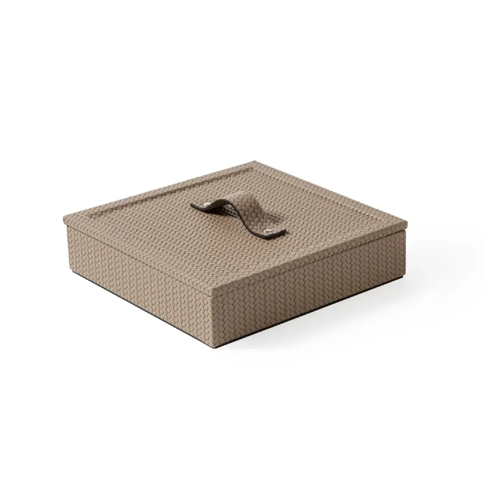 Leather Lidded Square Box