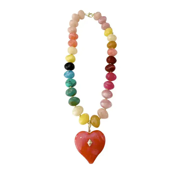 Beaded Charm Statement Necklace