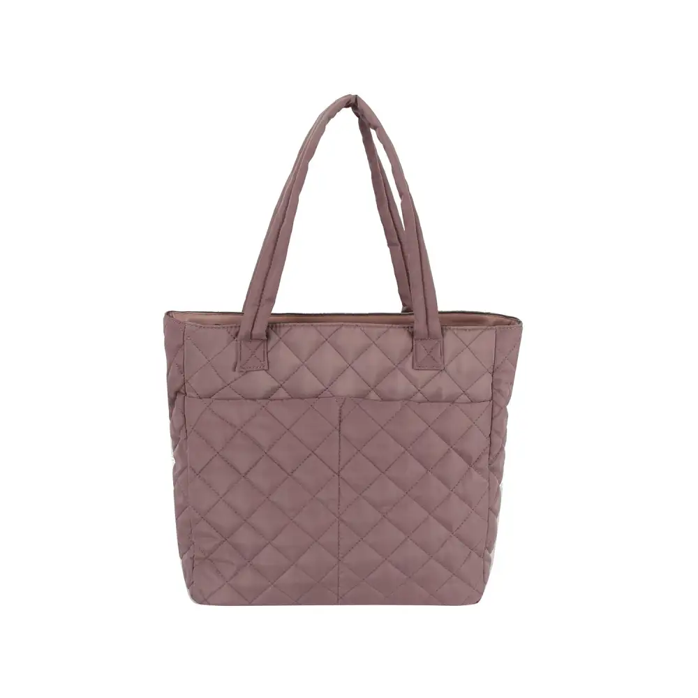 Quilted Pocketed Nylon Tote Bag