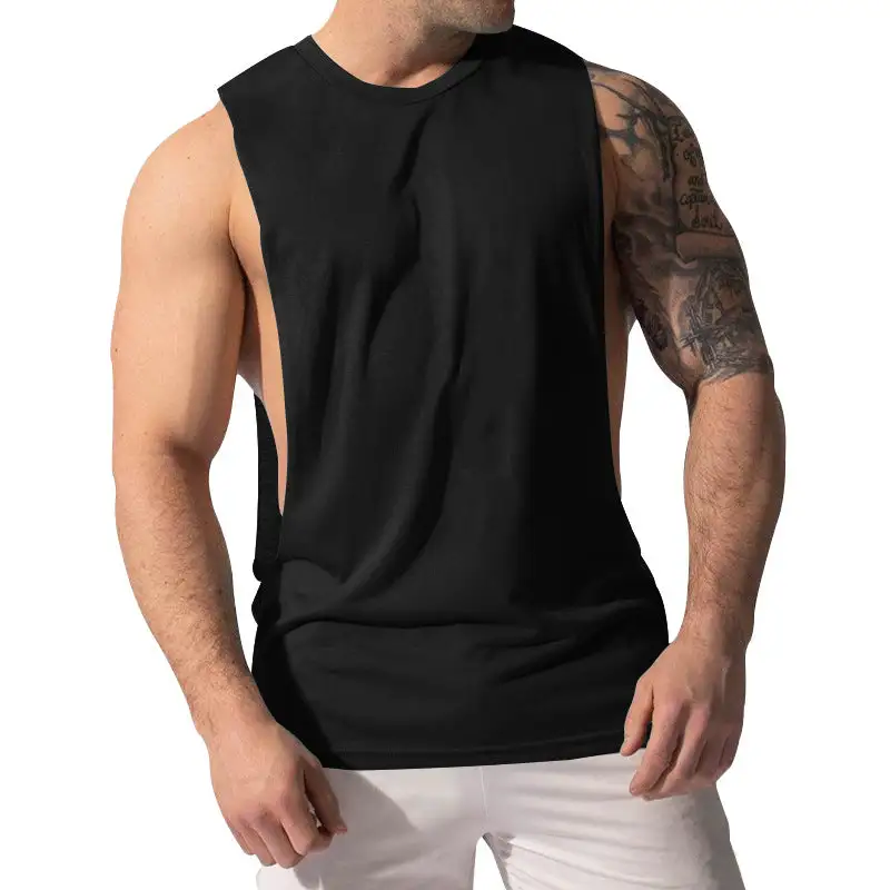 Men's Muscle Shirt With Extra Deep Arm Openings And Breathable Cotton Blend
