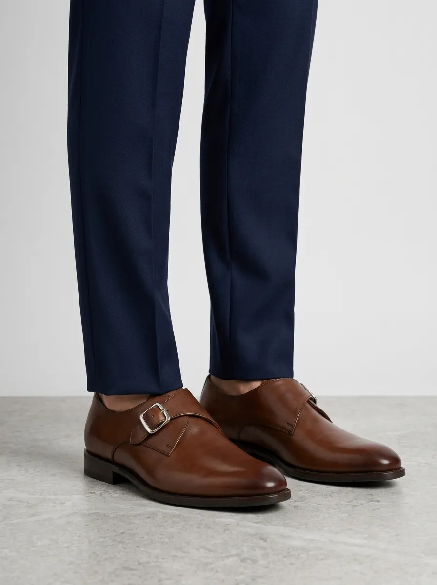 Men's Modern Classic Business Leather Single Monk Strap Shoes