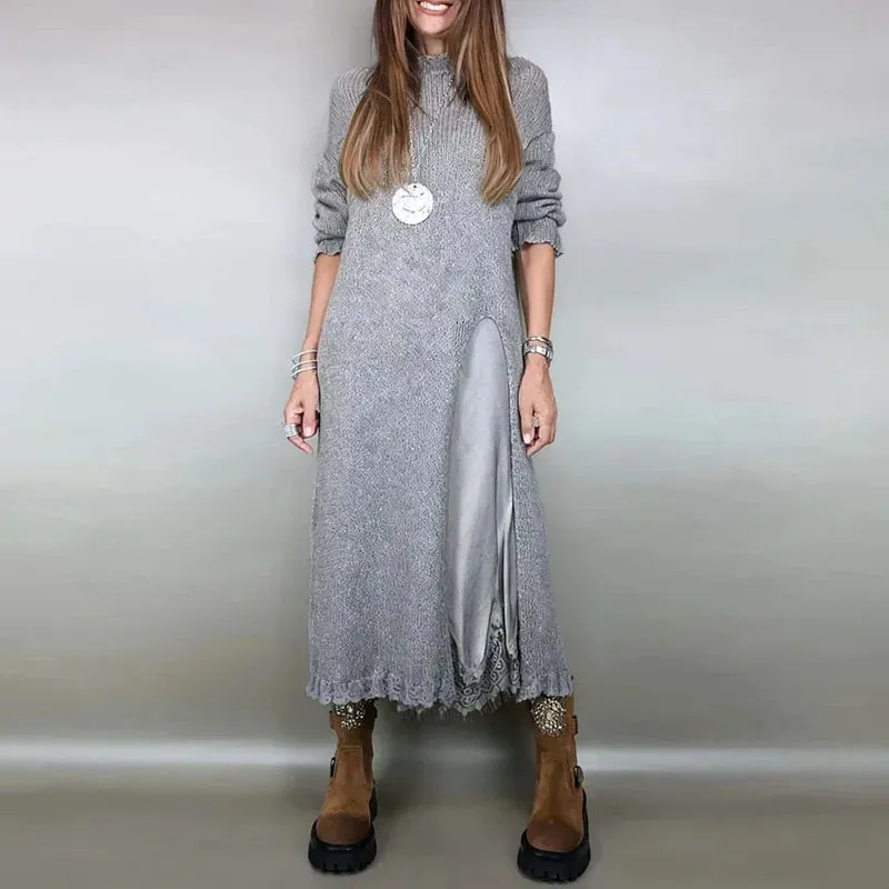 Elegant Knit and Lace Two-Piece Set