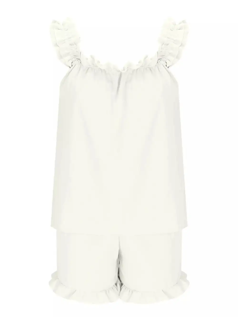 Ruffle Trim Sleeveless Top Shorts Set