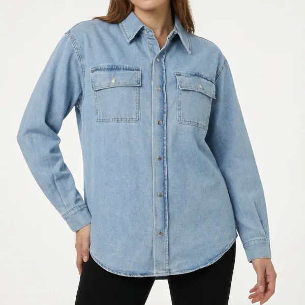 Fresh Long Sleeve Straight Fit Stand Collar Button Shirt