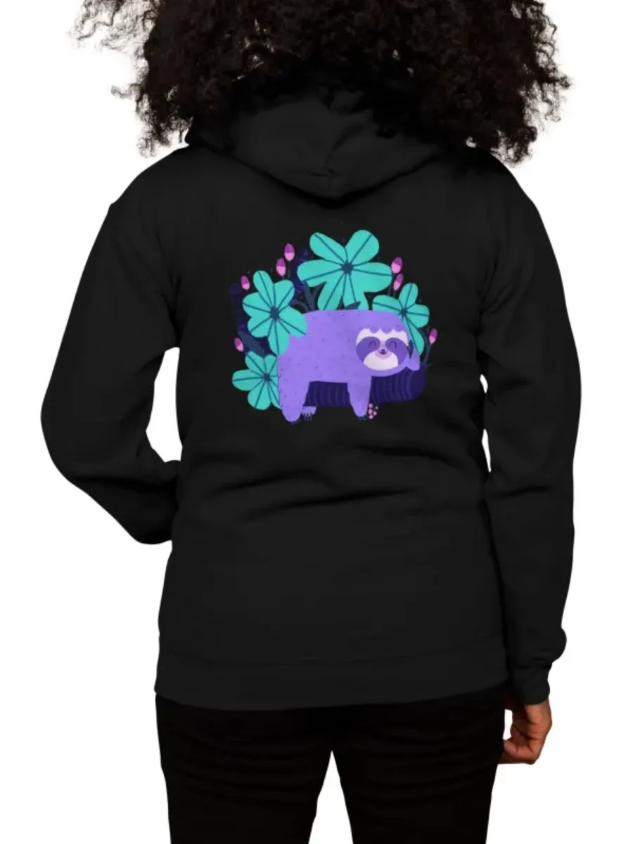 Cute Sloth Floral Hoodie