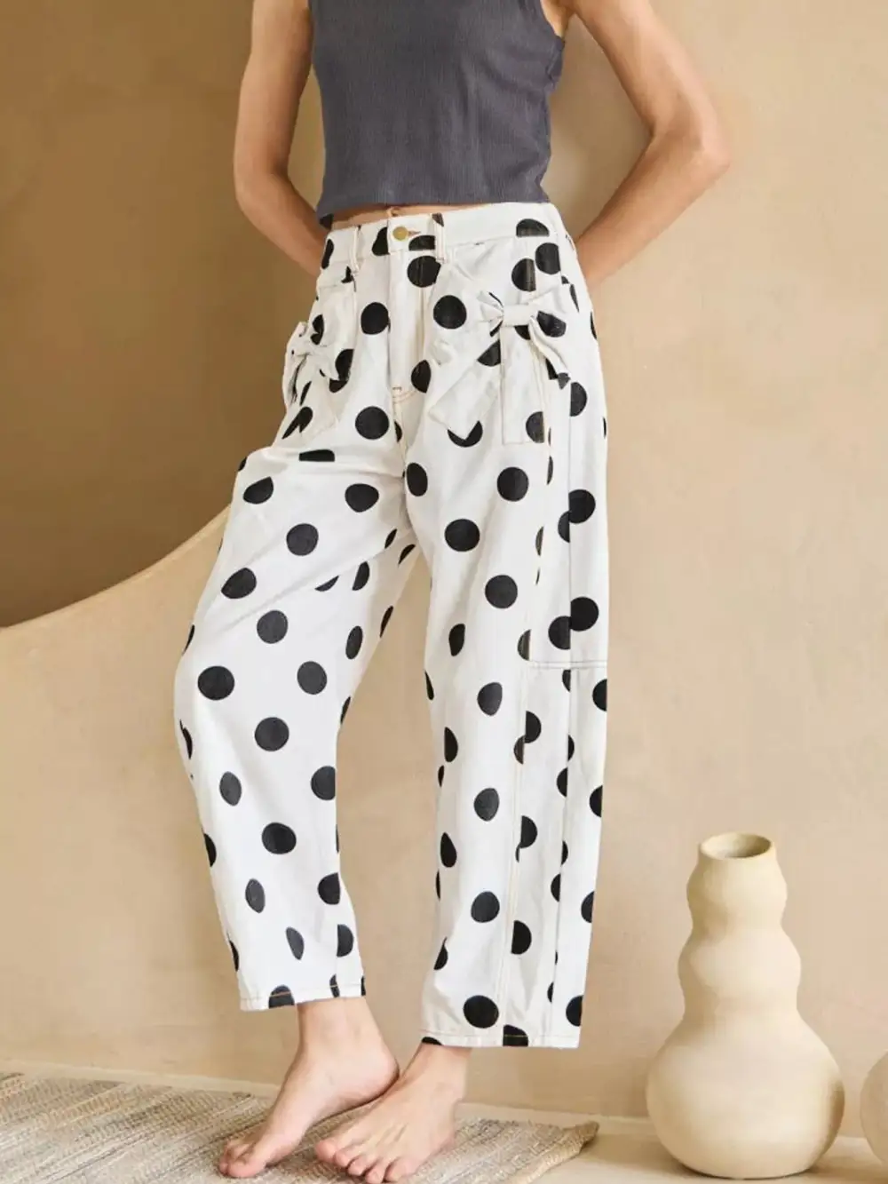 Polka Dot High Waist Jeans