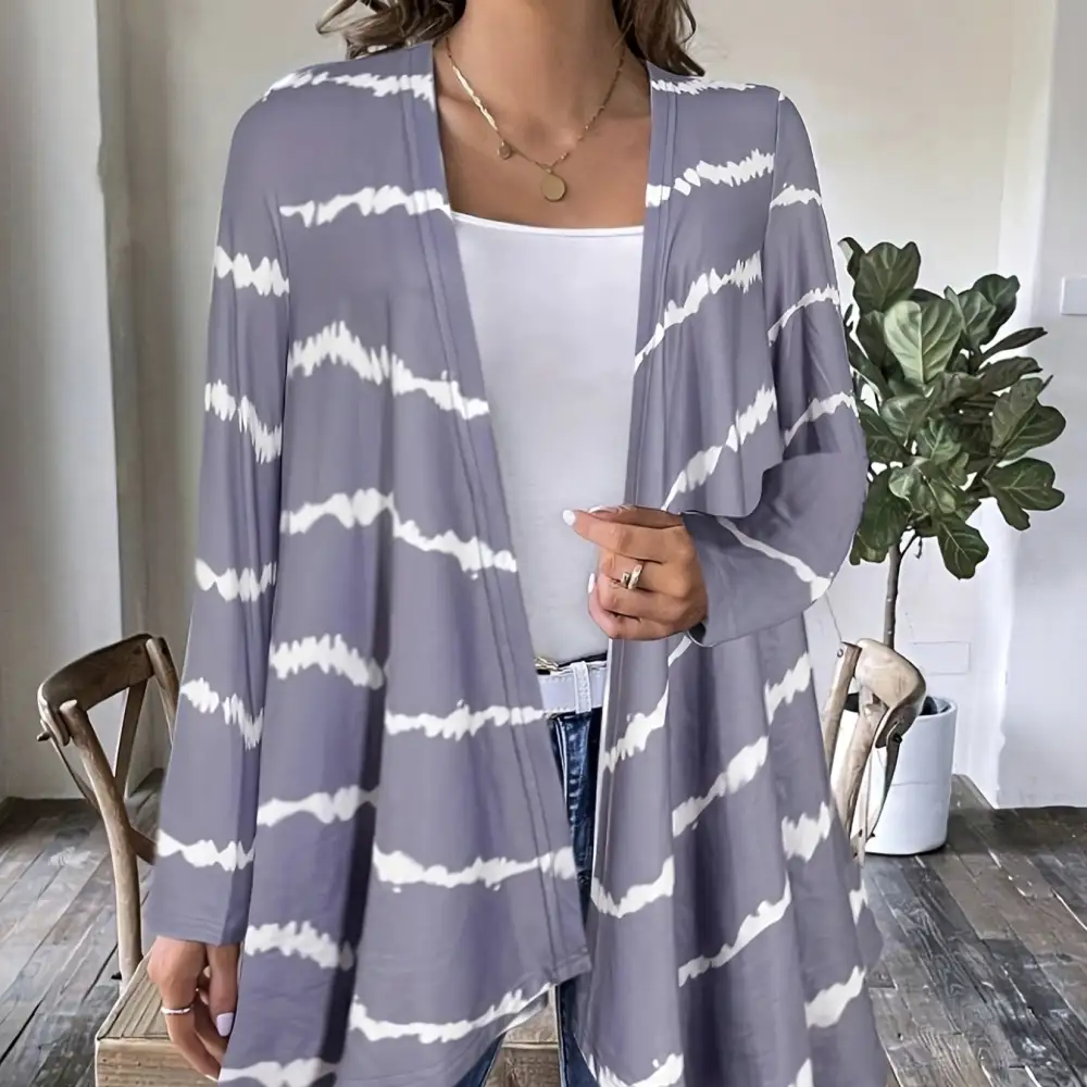 Printed Open Front Jacket