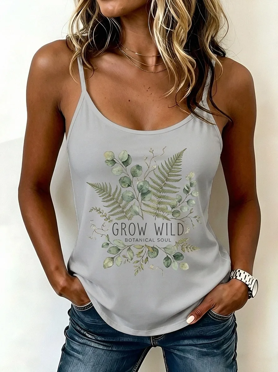 Women's Botanical Nature Lover Grow Wild Fern Printed Tank Top