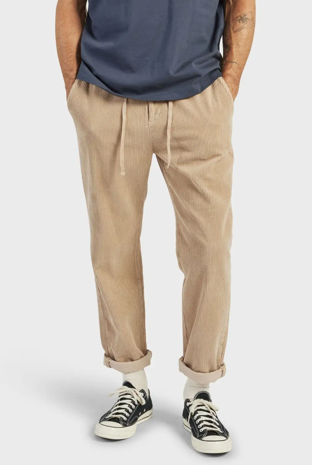 Slim Straight Cut Cotton Casual Trousers