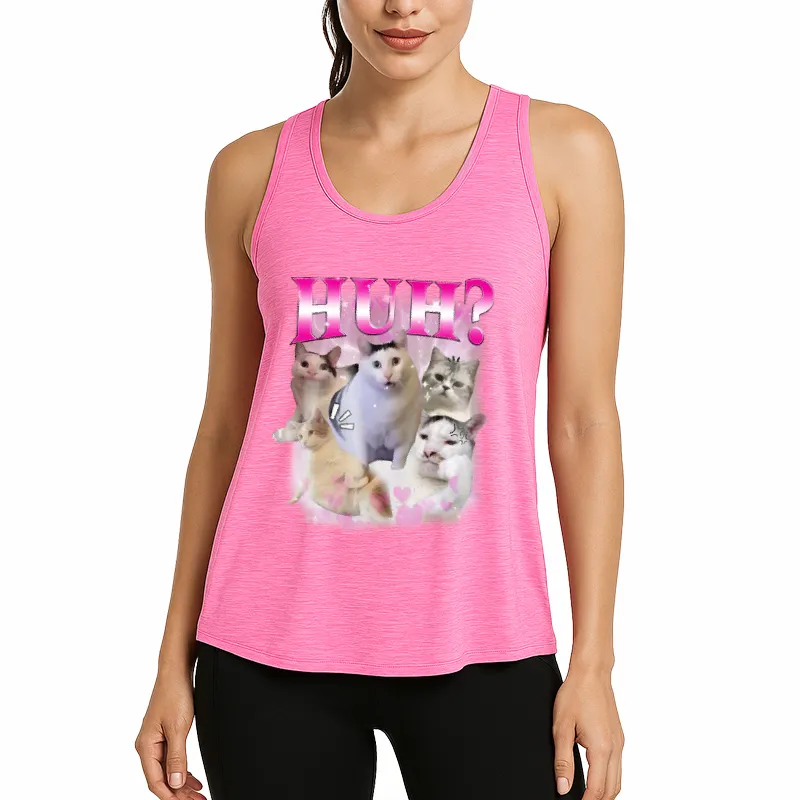 Huh Funny Cat Meme Athletic Tank
