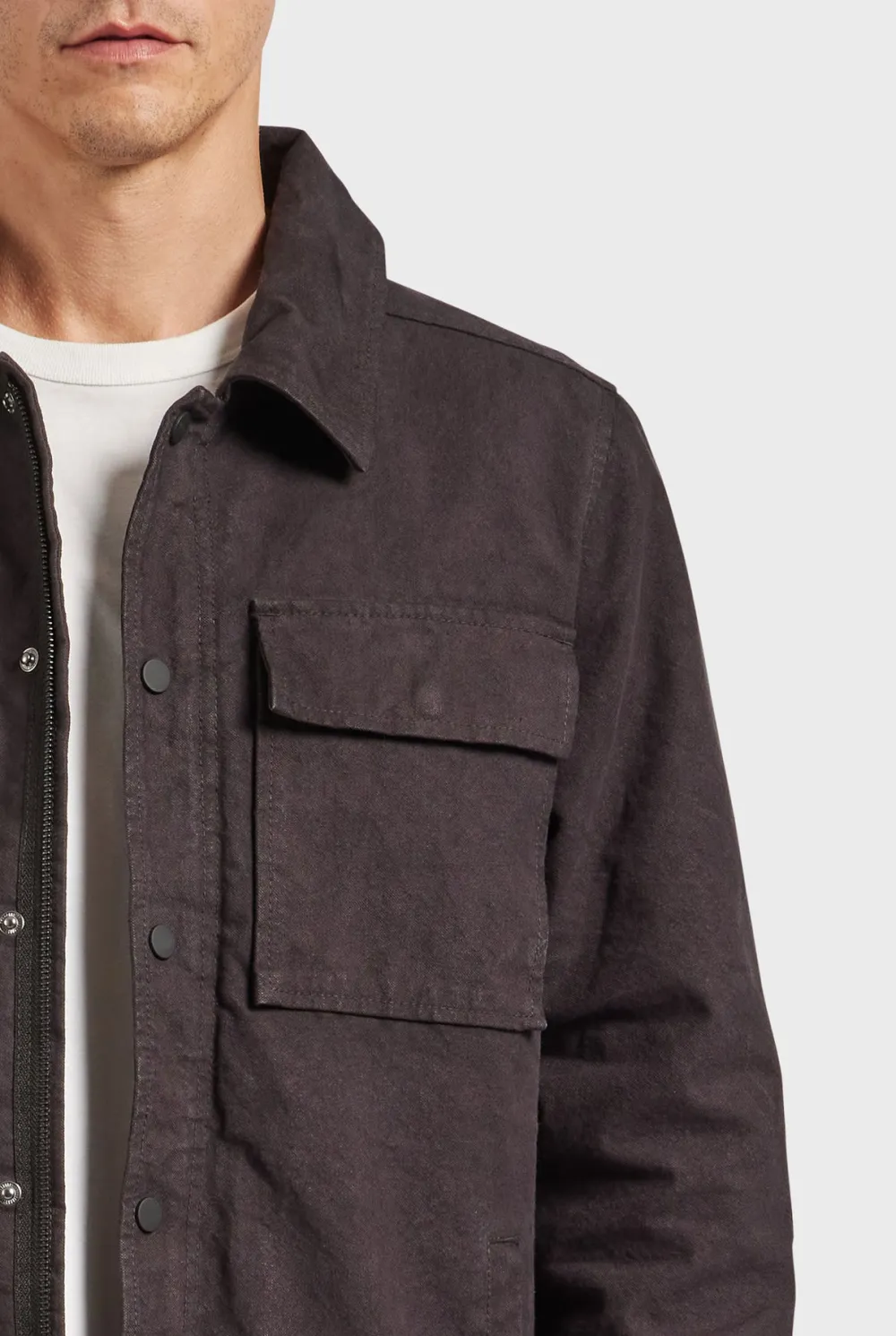 Textured Cotton Casual Utility Shirt Jacket