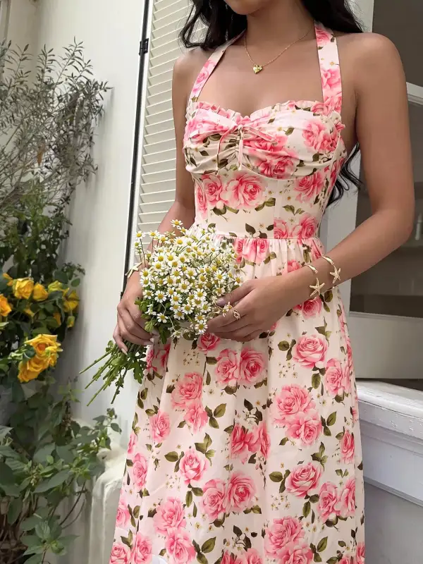 Halter Halter Neck Midi Dress