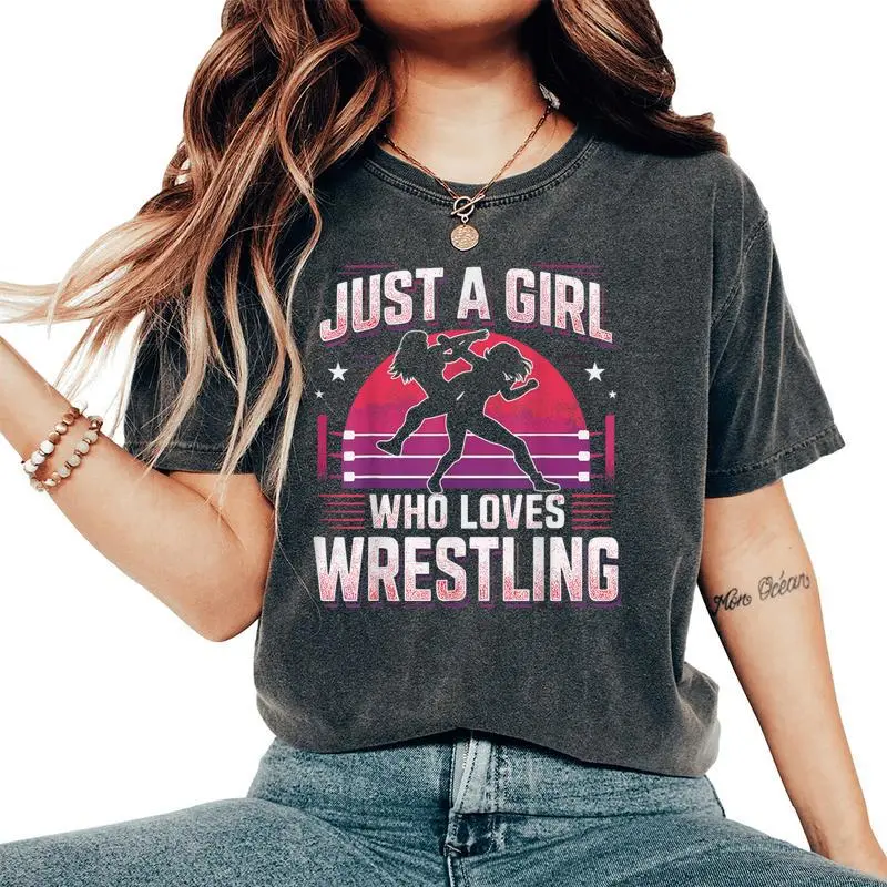 Wrestler Just A Girl Who Loves Wrestling Girl Wrestle Women's Oversized Comfort T-Shirt