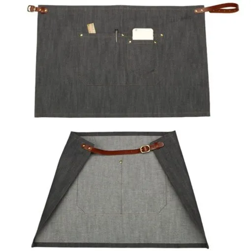 Waist Denim Leather Strap Kitchen Work Apron