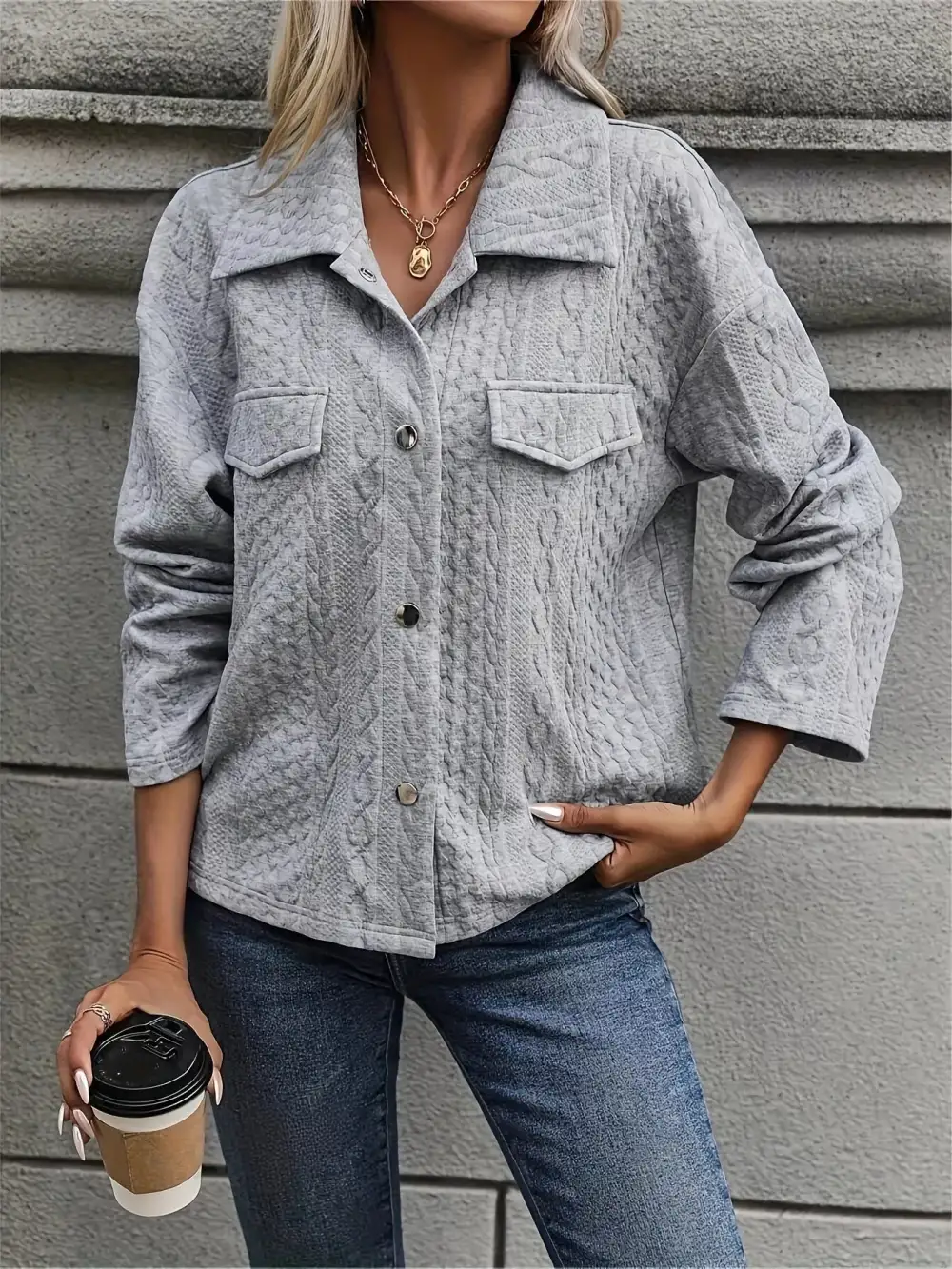Knit Textured Pocketed Jacket