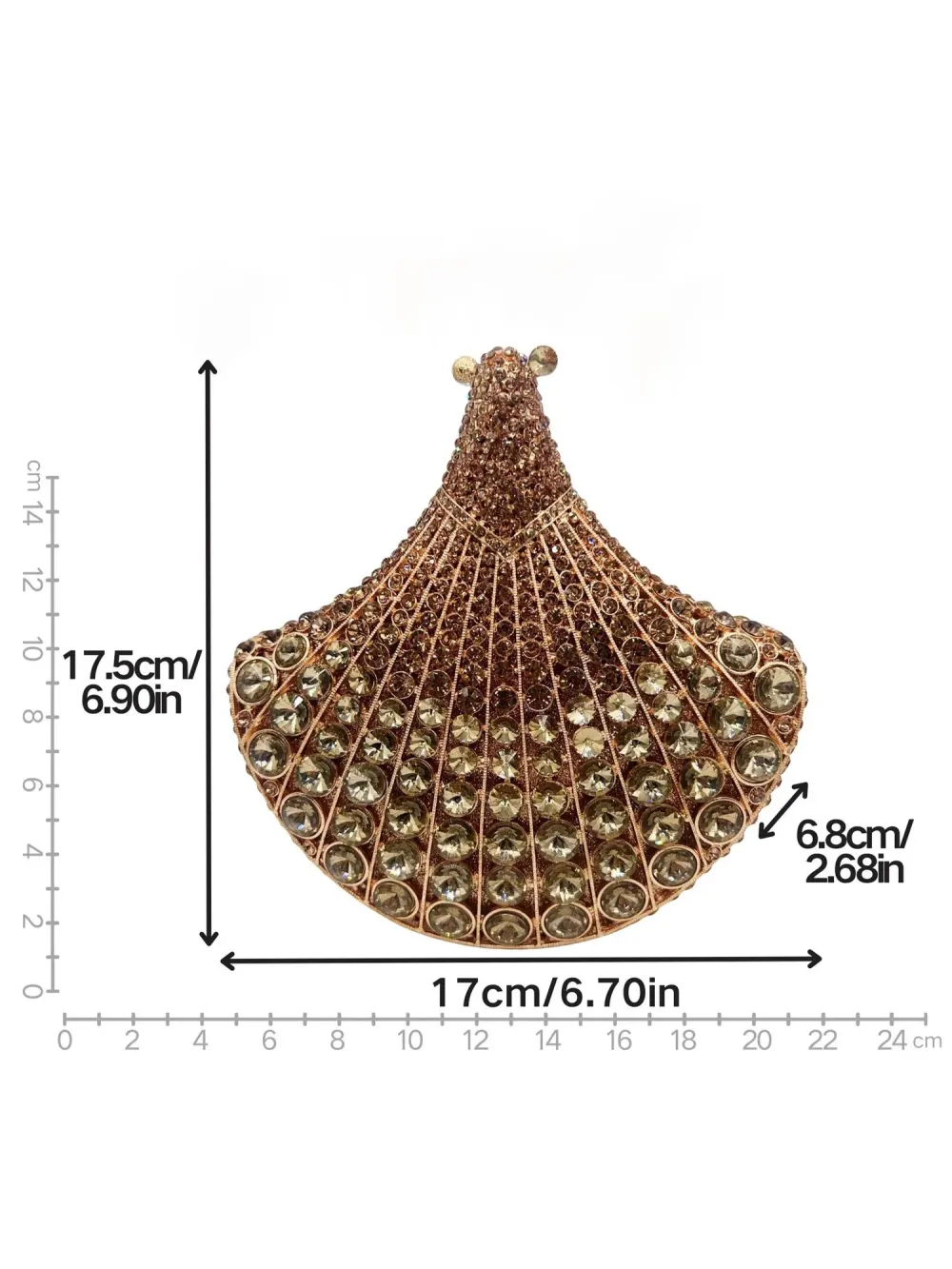 Karina Rhinestone Fan-Shaped Clutch