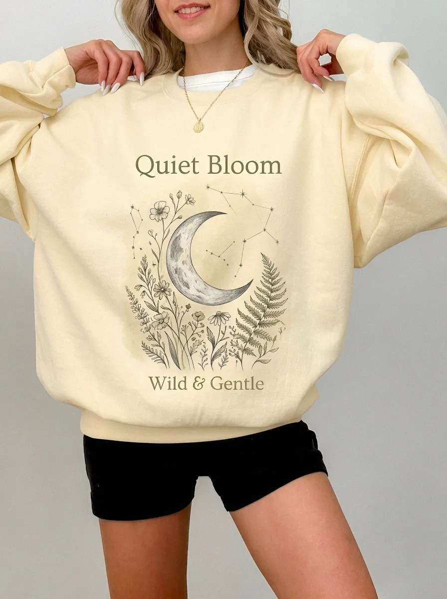 Women's Celestial Floral Moon Printed Sweatshirt
