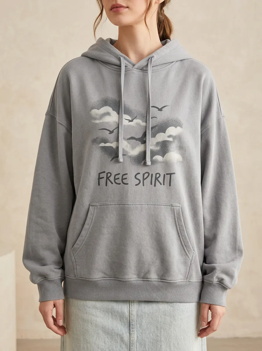 Free Spirit Nature Clouds Birds Hoodie
